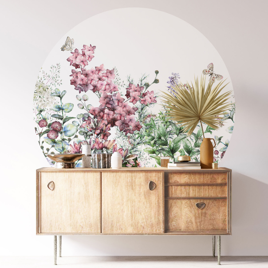 Adesivo Murale Cerchio / Rotondo - Motivo floreale