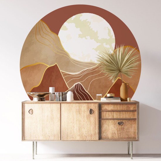Adesivo Murale Cerchio / Rotondo - Paesaggio Boho
