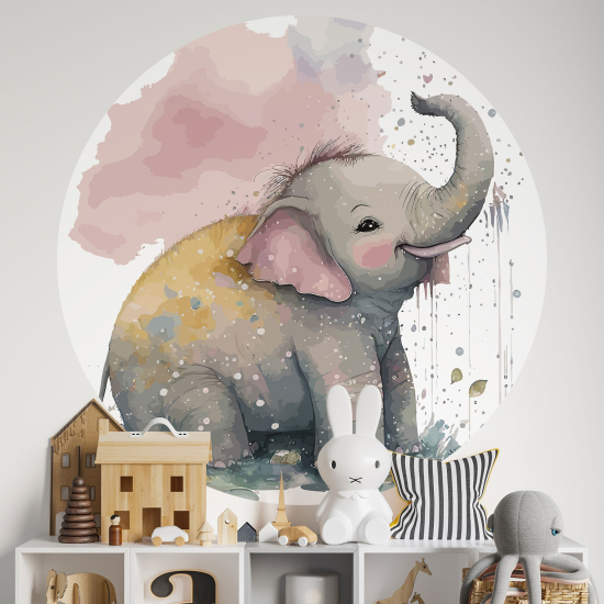 Adesivo Murale Cerchio / Rotondo per Bambini - Elefante