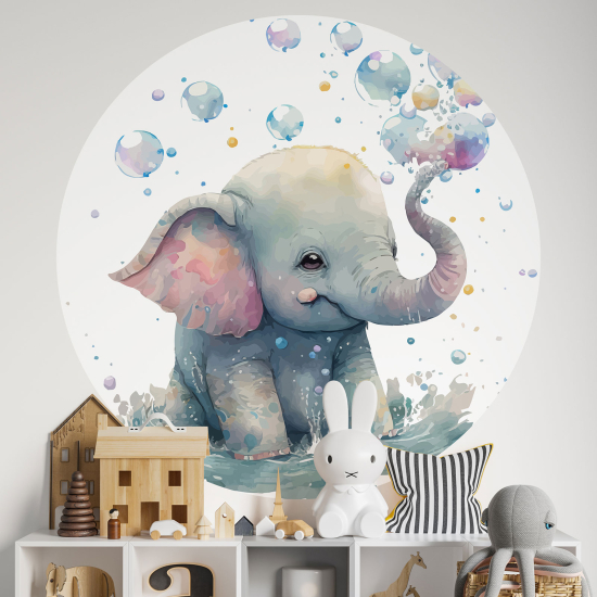 Adesivo Murale Cerchio / Rotondo per Bambini - Elefante