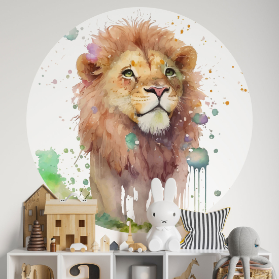 Adesivo Murale Cerchio / Rotondo per Bambini - Leone
