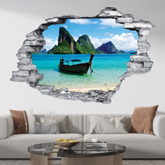 Adesivo murale effetto 3D - Barca Thailandia
