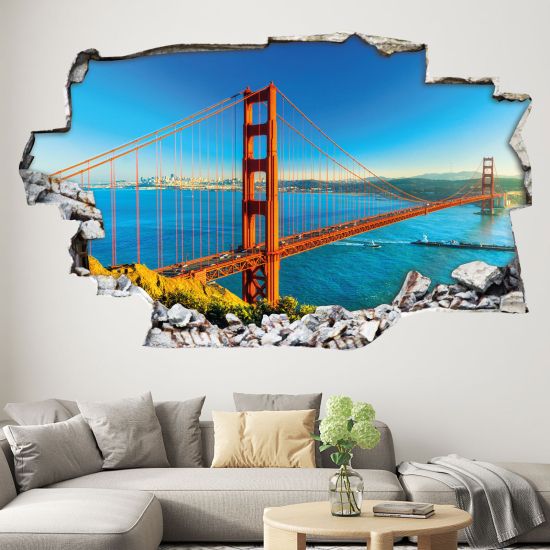 Adesivo murale effetto 3D - Golden Gate