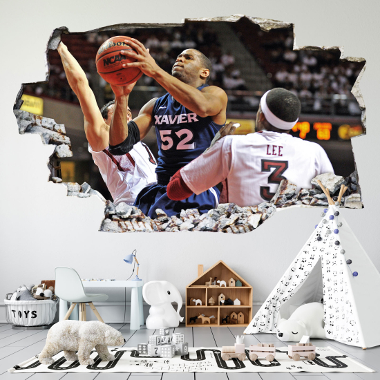 Adesivo murale effetto 3D - Pallacanestro