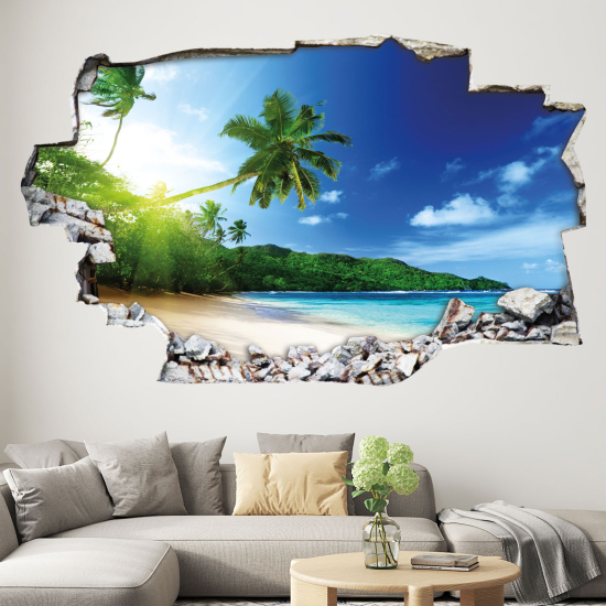 Adesivo murale effetto 3D - Spiaggia Palmier
