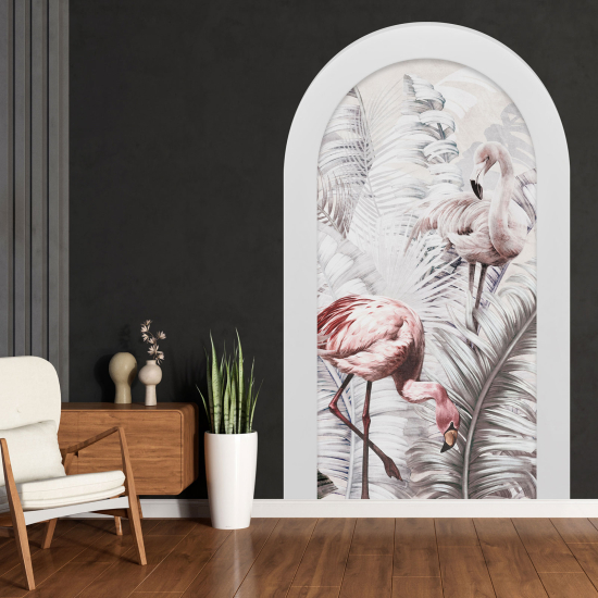 Adesivo Murale - Illusione ottica - Arco - Fenicotteri Rosa