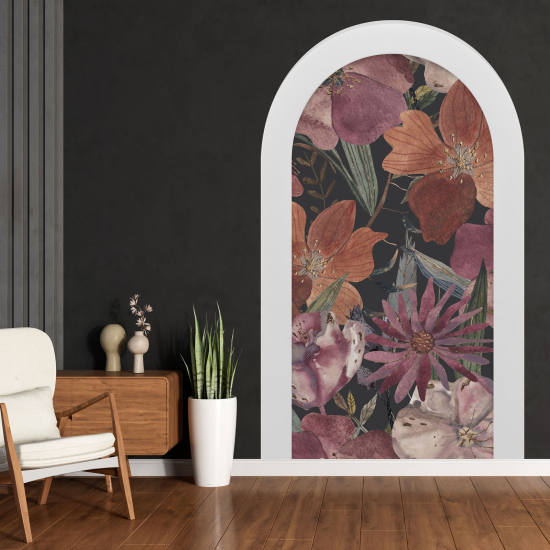 Adesivo Murale - Illusione ottica - Arco - Fiori