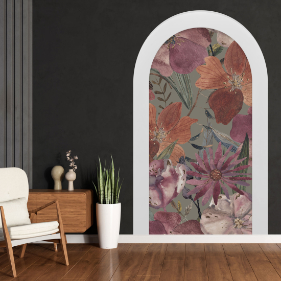 Adesivo Murale - Illusione ottica - Arco - Fiori