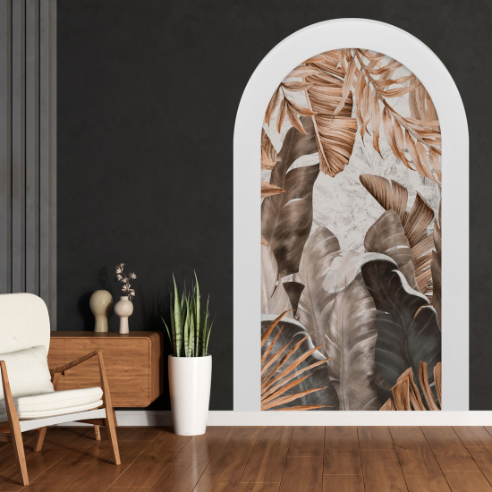 Adesivo Murale - Illusione ottica - Arco - Foglie Tropicali