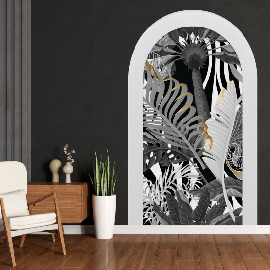 Adesivo Murale - Illusione ottica - Arco - Foglie Tropicali