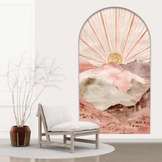 Adesivo Murale - Illusione ottica - Arco - Paesaggio Boho