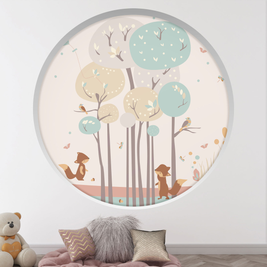 Adesivo Murale - Illusione ottica - Arco rotondo per Bambini - Animali
