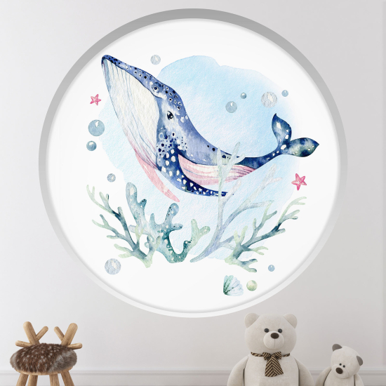 Adesivo Murale - Illusione ottica - Arco rotondo per Bambini - Balena