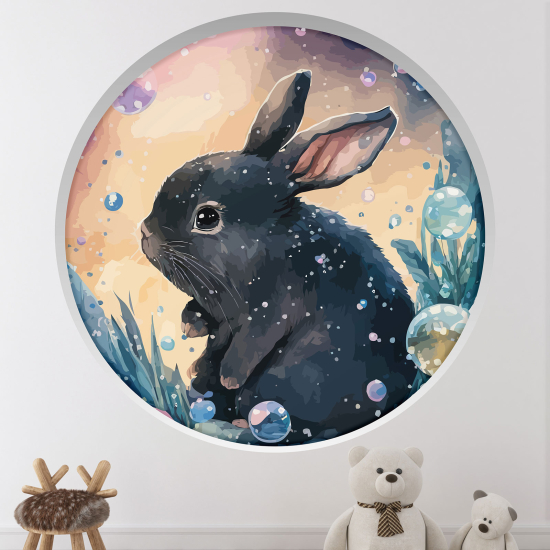 Adesivo Murale - Illusione ottica - Arco rotondo per Bambini - Coniglio