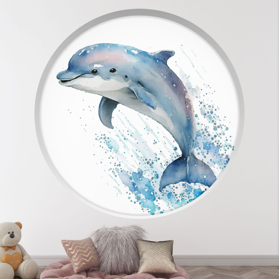 Adesivo Murale - Illusione ottica - Arco rotondo per Bambini - Delfino