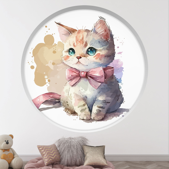 Adesivo Murale - Illusione ottica - Arco rotondo per Bambini - Gattino
