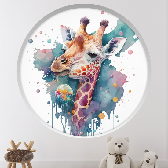 Adesivo Murale - Illusione ottica - Arco rotondo per Bambini - Giraffa