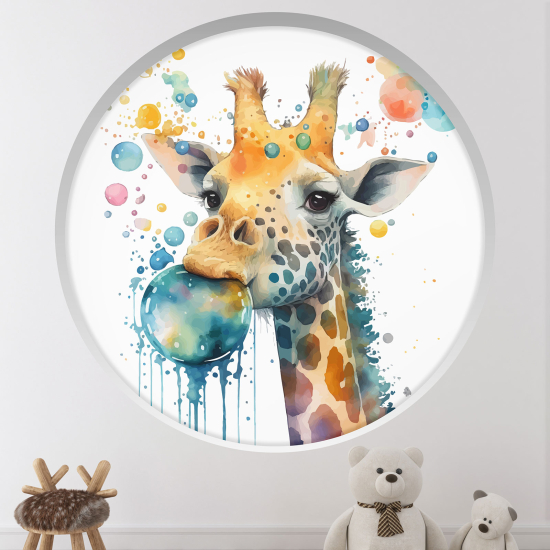 Adesivo Murale - Illusione ottica - Arco rotondo per Bambini - Giraffa