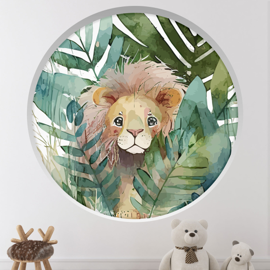 Adesivo Murale - Illusione ottica - Arco rotondo per Bambini - Leone