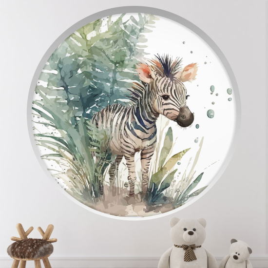Adesivo Murale - Illusione ottica - Arco rotondo per Bambini - Zebra