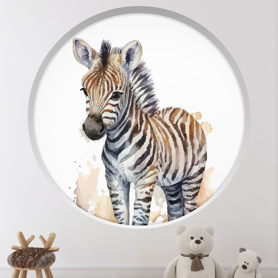 Adesivo Murale - Illusione ottica - Arco rotondo per Bambini - Zebra