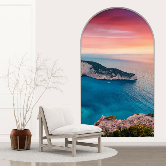 Adesivo Murale - Illusione ottica - Arco - Vista Mare