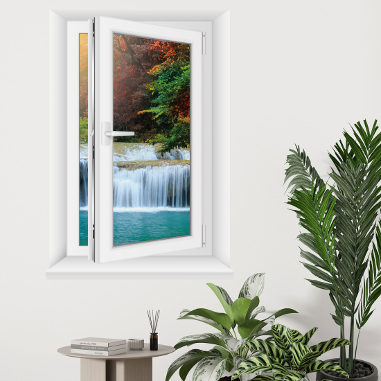 Adesivo Murale - Illusione ottica - Finestra - Cascate