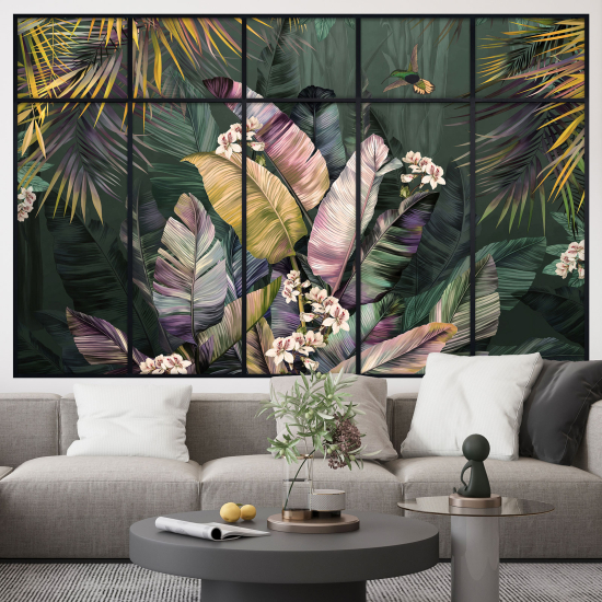 Adesivo Murale - Illusione ottica - Finestra - Foresta Tropicale