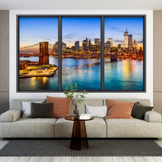 Adesivo Murale - Illusione ottica - Finestra - New York