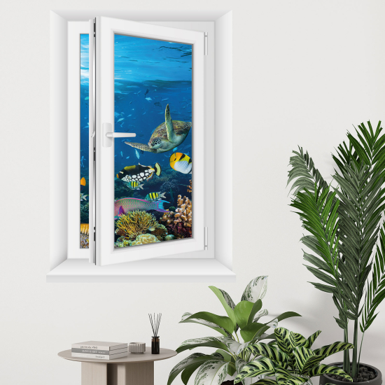 Adesivo Murale - Illusione ottica - Finestra - Oceano