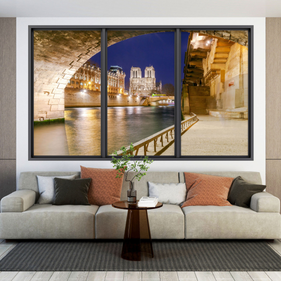 Adesivo Murale - Illusione ottica - Finestra - Parigi