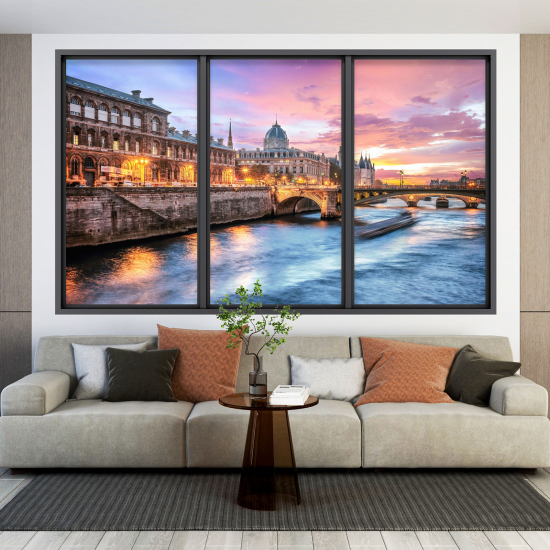 Adesivo Murale - Illusione ottica - Finestra - Parigi