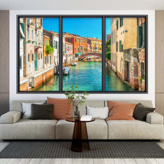 Adesivo Murale - Illusione ottica - Finestra - Venezia