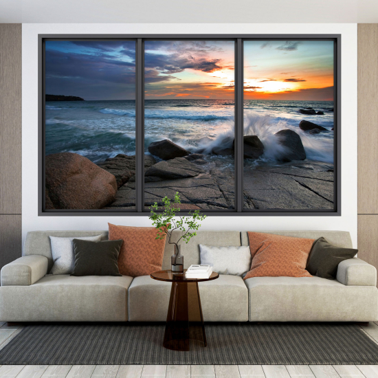 Adesivo Murale - Illusione ottica - Finestra - Vista Mare