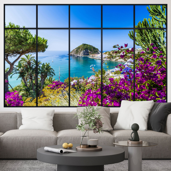 Adesivo Murale - Illusione ottica - Finestra - Vista Mare