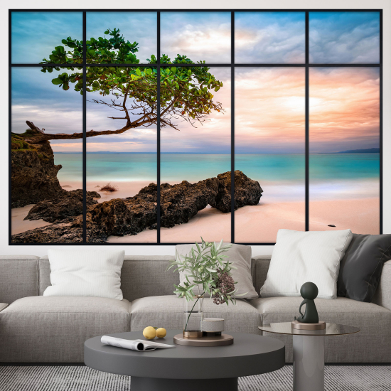 Adesivo Murale - Illusione ottica - Finestra - Vista Mare