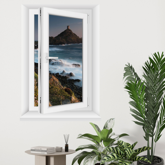 Adesivo Murale - Illusione ottica - Finestra - Vista mare