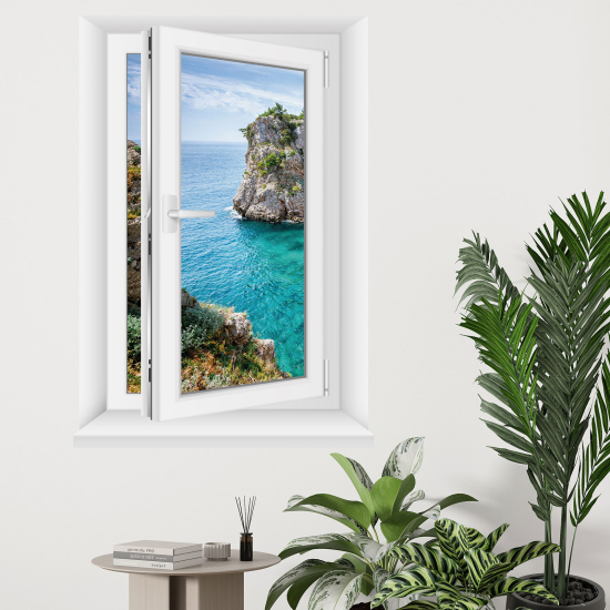 Adesivo Murale - Illusione ottica - Finestra - Vista mare