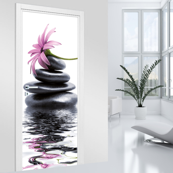Adesivo per porta - Fiore Sassi