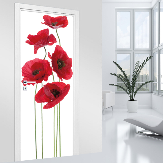 Adesivo per porta - Papaveri