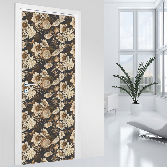Adesivo per porta - Uccelli fiori
