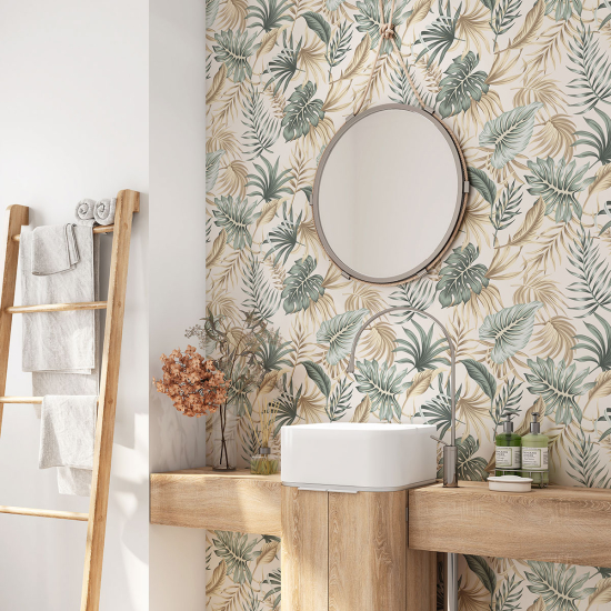 Alzatina adesiva per bagno - Foglie Tropicali