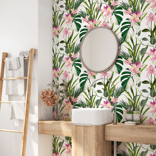 Alzatina adesiva per bagno - Foglie Tropicali