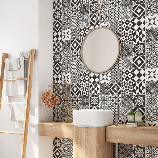 Alzatina adesiva per bagno - Motivo piastrelle di cemento