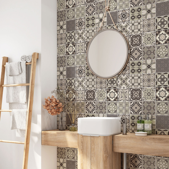 Alzatina adesiva per bagno - Motivo piastrelle di cemento