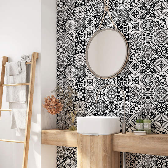 Alzatina adesiva per bagno - Motivo piastrelle di cemento