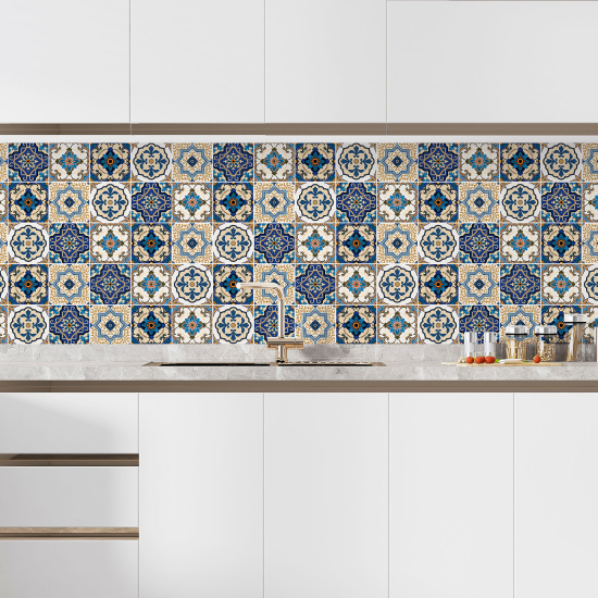 Alzatina adesiva per cucina - Effetto piastrelle di cemento