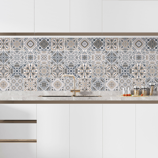 Alzatina adesiva per cucina - Effetto piastrelle di cemento