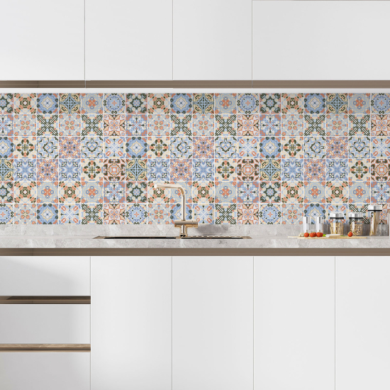 Alzatina adesiva per cucina - Effetto piastrelle di cemento