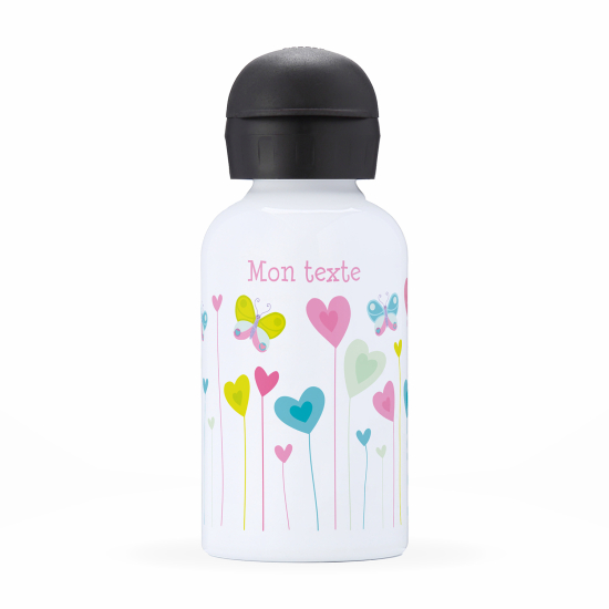 Borraccia isotermica personalizzata per bambini - Fiori cuori